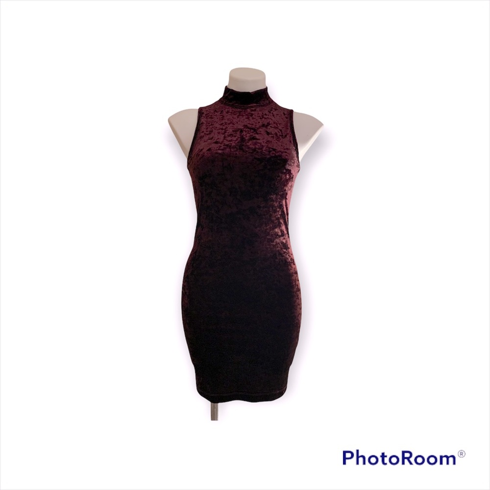 Velvet wine color mini dress